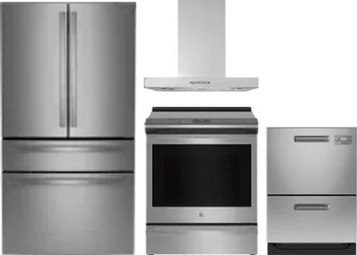 4 Piece Package Includes Refrigerator, Range, Hood And Dishwasher